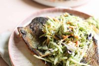 Crispy Trout with Green Goddess Broccoli Slaw Recipe