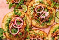 Crispy Rotisserie Chicken Tostadas with Tangy Pickled Onions