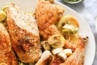 Sheet-Pan Roasted Chicken with Leeks and Tarragon Chimichurri