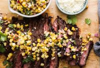 Grilled Steak with Corn Salsa and Seasonal Vegetables