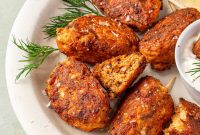 Crispy Whole30 Salmon Croquettes with Lemon Dill