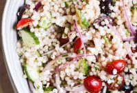 Mediterranean Israeli Couscous Salad with Lemon and Feta