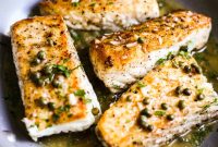 Pan Seared Halibut Piccata with Lemon Caper Sauce