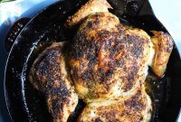Crispy Whole Roasted Chicken with Avocado and Tomato Salad