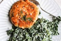 Grilled Salmon Burger with Kale Caesar Salad