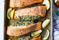 Creamy Spinach Stuffed Salmon Recipe with Lemon and Garlic