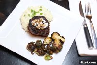 Filet Mignon with Goat Cheese and Balsamic Cauliflower Mash