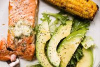 Cedar-Plank Salmon with Serrano Butter and Grilled Corn