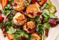 Strawberry Salad with Crispy Coppa and Pan-Seared Scallops