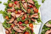 Tangy Mustard-Marinated Flank Steak with Arugula Salad