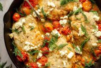 Skillet Chicken with Cherry Tomatoes, Feta and Herbs