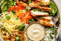 Cilantro Chicken Rice Bowl Recipe with Tahini Sauce