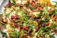 Crispy Smashed Potato Salad with Bacon and Cheddar