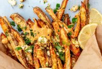 Crispy Greek Feta Fries with Romesco Ranch Dip