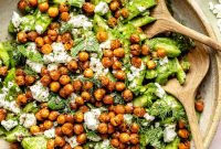 Crunchy Cucumber Salad with Crispy Roasted Chickpeas
