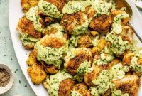Herbed Chicken Thighs with Smashed Chive-Onion Potatoes