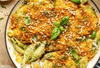 Unstuffed Pesto Pasta Shells