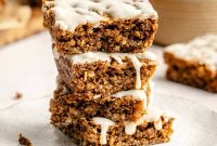 Frosted Oatmeal Cookie Bars with Vanilla Glaze