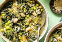 Spring Green Minestrone Soup Recipe with Fresh Spring Vegetables