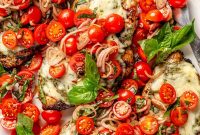 Grilled Caprese Chicken with Tomato, Mozzarella and Basil