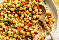 Vibrant Rainbow Chickpea Salad with Lemon Herb Dressing
