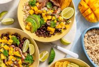 Caribbean Chicken Bowls with Jerk Seasoning and Mango Salsa