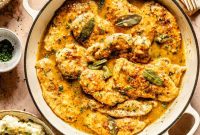 Pan-Seared Chicken with Herbed White Wine Gravy