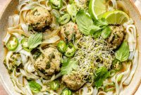 Ginger Pork Meatball Noodle Soup Recipe