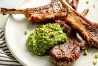 Grilled Lamb Chops with Peppery Arugula Pesto