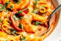 Spicy Gochujang Coconut Shrimp Noodle Soup