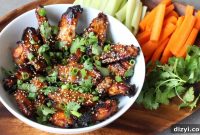 Sticky Honey Ginger Sriracha Oven Baked Chicken Wings