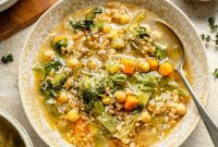 Hearty Chickpea and Farro Soup with Escarole Recipe