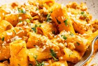Creamy Rigatoni with Saffron and Italian Sausage