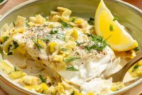 Creamy Poached Halibut with Leeks Recipe