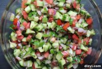 Classic Israeli Salad Recipe with Cucumber, Tomato and Herbs
