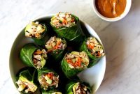 Whole30 Spring Rolls in Collard Wraps with Peanut-Style Sauce