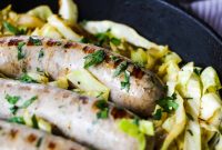 Whole30 Braised Bratwurst with Cabbage