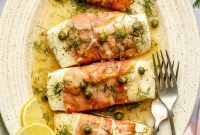 Prosciutto-Wrapped Halibut Recipe with Lemon-Dill Caper Sauce