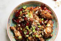 Crispy Kung Pao Chicken Wings with Spicy Peanut Sauce