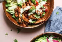 Crispy Chicken Taco Salad with Avocado Lime Dressing