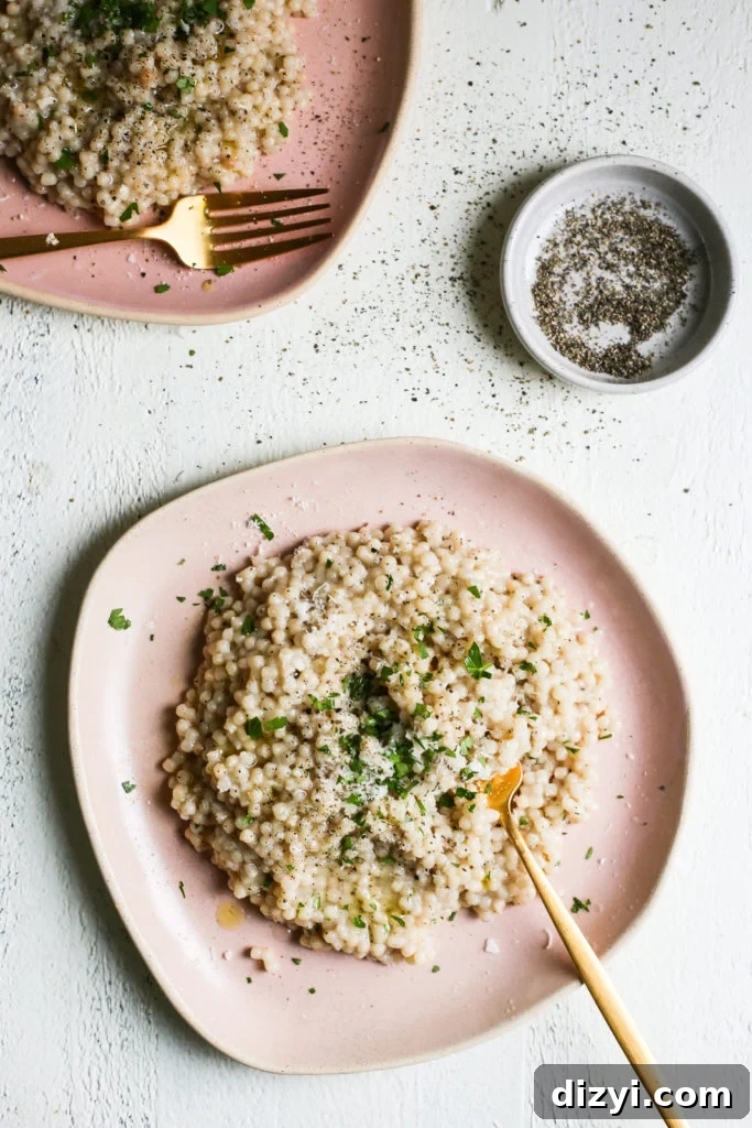One Pot Cacio e Pepe Israeli Couscous
