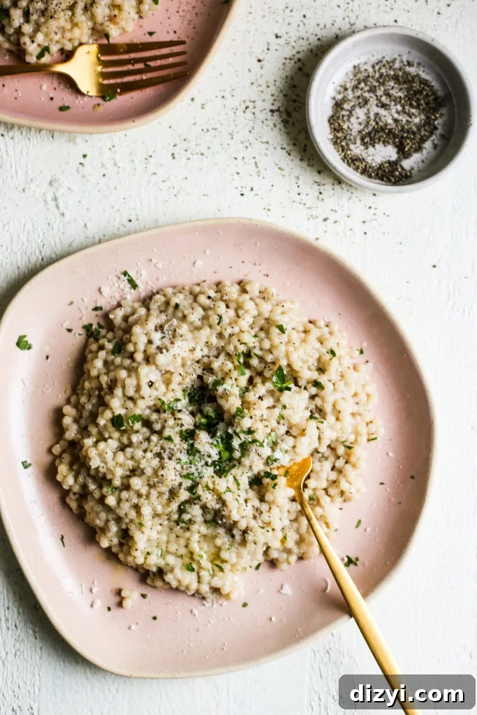 One Pot Cacio e Pepe Israeli Couscous