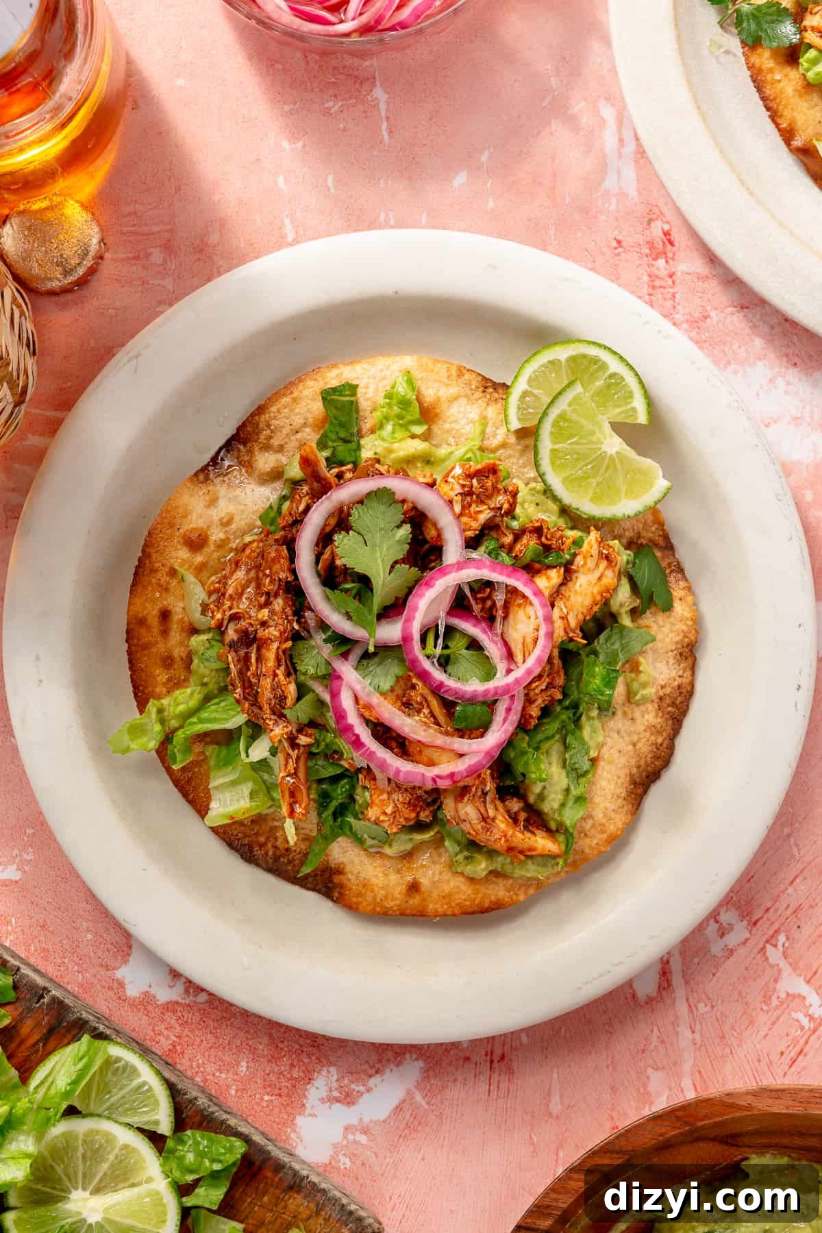 Easy Rotisserie Chicken Tostadas with Quick Pickled Onions