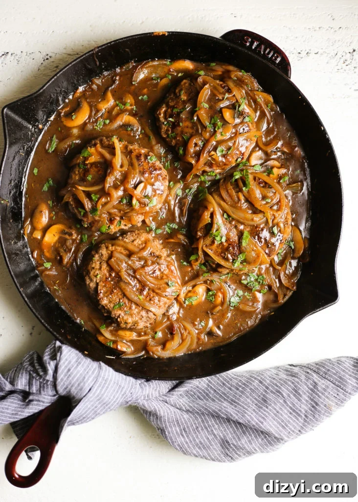 Southern-Style Hamburger Steaks with Onion and Mushroom Gravy