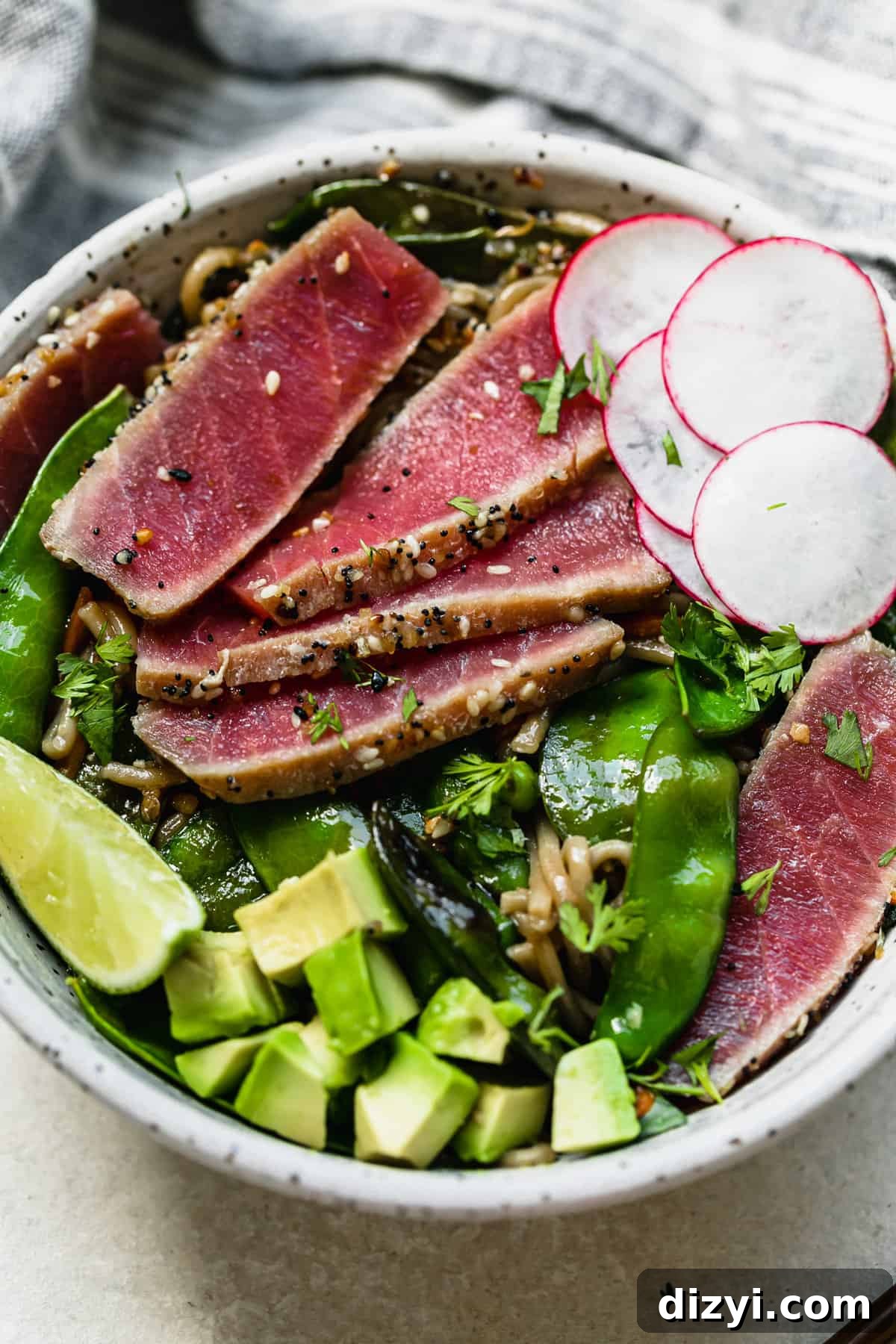 Seared Tuna and Soba Noodle Stir Fry Bowls