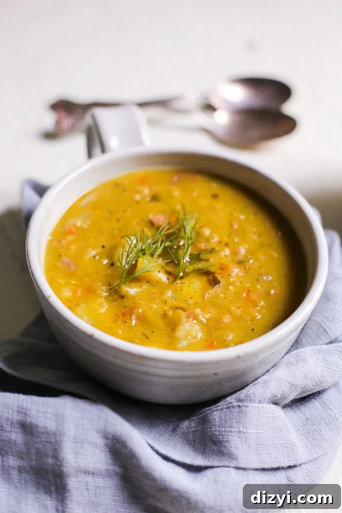 Bowl of split pea soup