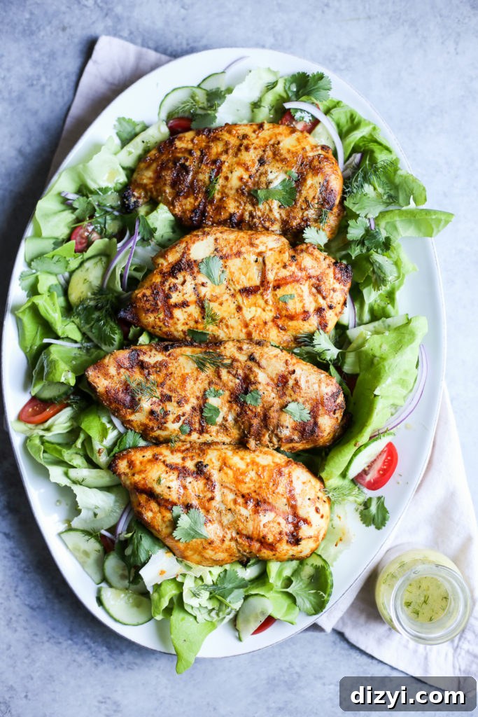 Grilled Tandoori Chicken Salad Recipe with Yogurt Dressing 2 Grilled Tandoori Chicken Salad