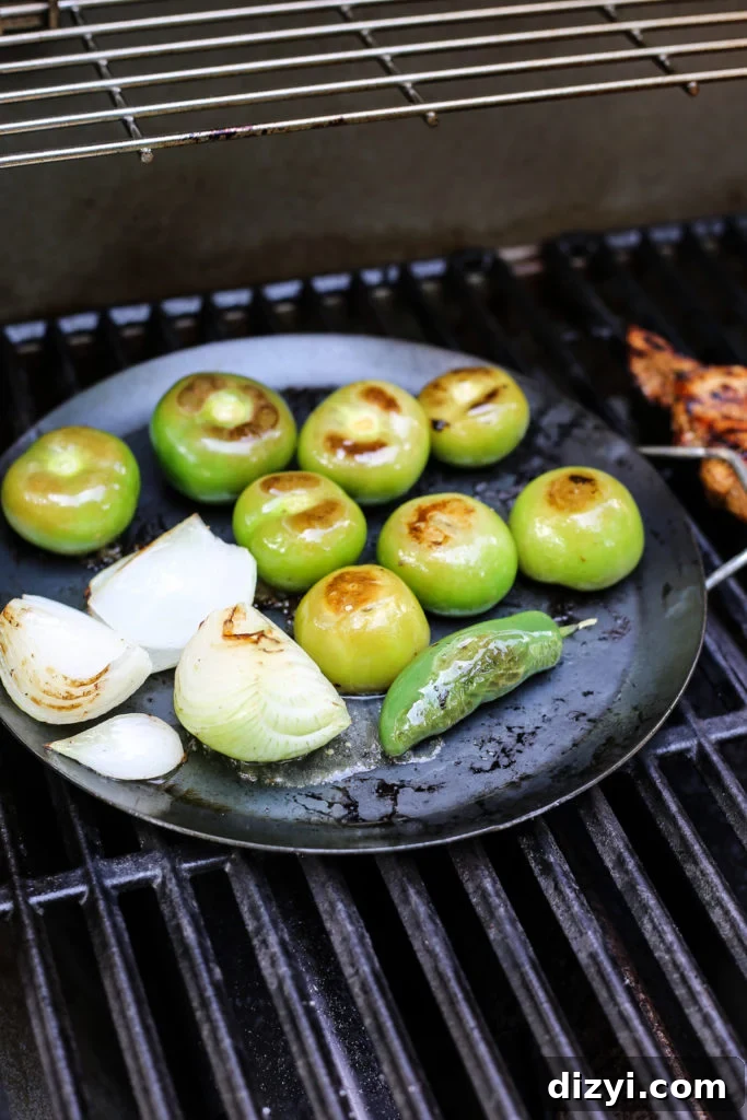 Grilling tomatillos and vegetables