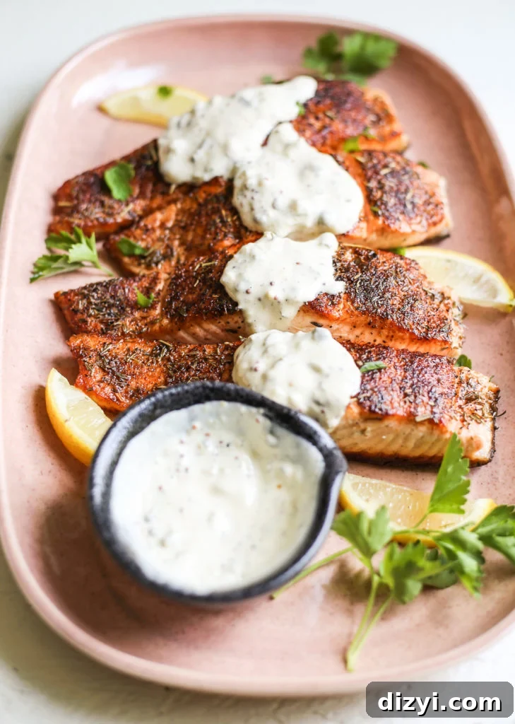 Blackened Pan-Seared Salmon Recipe with Whole30 Tartar Sauce 3 Blackened Pan Seared Salmon