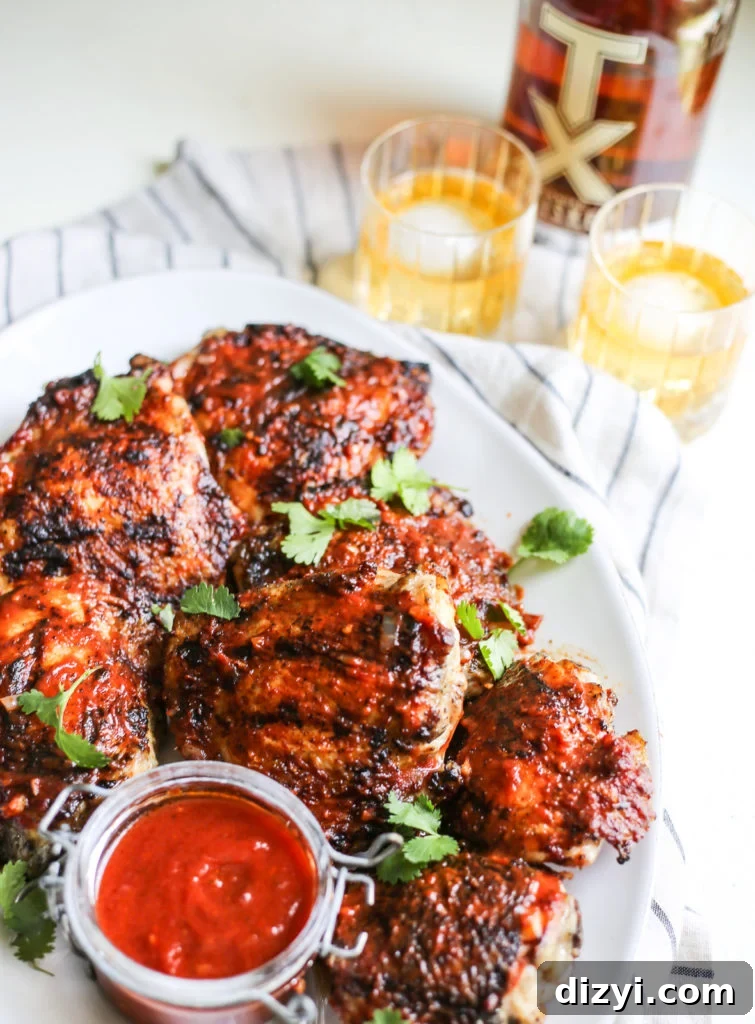 Grilled Chicken with Chipotle-Whiskey BBQ Sauce